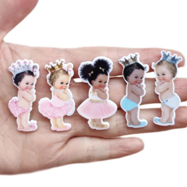 Miniaturen 50pcs 5 Stile Mix Cartoon Baby Ballett Prinzessin Prince Flatback Harz Cabochon Mädchen Planar Harz DIY Handwerk für Haarbogenzentren