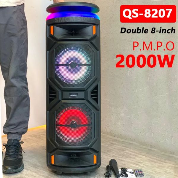 Hoparlörler Taşınabilir SERS 2000W Güç 8 İnç Tramvay Bluetooth Ser DJ Partisi Karaoke Sistemi Açık Subwoofer Ses Kutusu LED Işık FM 23090