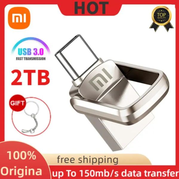 Unidades Xiaomi Super Mini Pen Drive 2TB Metal Free Key Ring USB Drive 1 TB Memory Stick por cartão 512 GB 256 GB 128 GB Pendrive U Disk