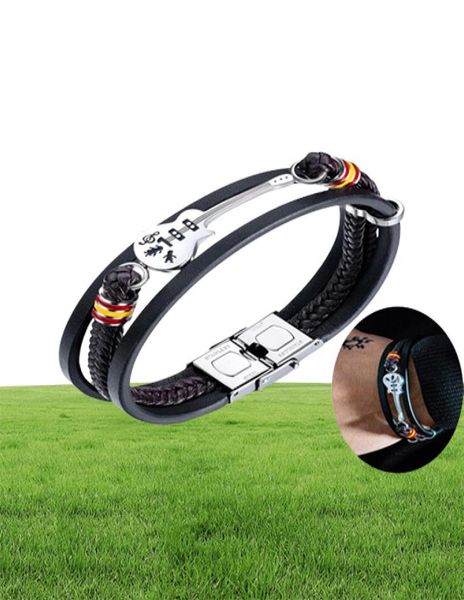 Mini pulseiras de couro de aço inoxidável para homens punk personalizada corda de couro genuíno charme de moda jóias de moda gi5724315