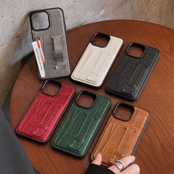 Adatto per iPhone 15Promax Phone Crocodile Pattern Card Insertion, Apple 15Pro Anti Drop Case, Pacchetto completo, copertina della custodia da 14p