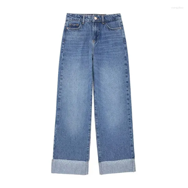 Frauen Jeans 2024 Fashion Spring Rolled-Hem-Lig für Frauen Sommer lässige schicke Damen Denimhose