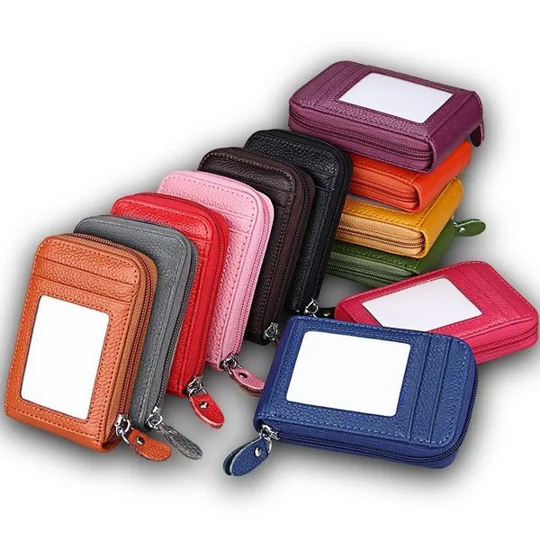 2022 Novo titular de cartão de crédito da carteira masculino de couro genuíno vintage RFID bloqueando o dinheiro da bolsa de dinheiro da bolsa Protect Case Pocket