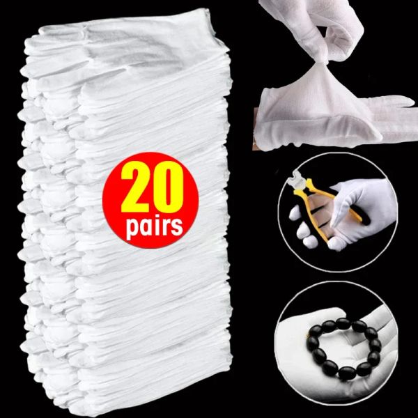 Luvas 120Pairs White Cotton Trabalho luvas de manuseio seco de manuseio de filmes de filme Spa Cerimonial Luvas altas de altas ferramentas de limpeza doméstica