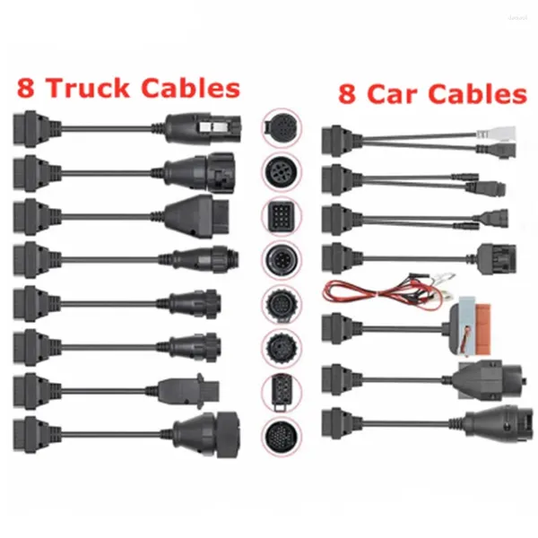 Conjunto completo 8 cabos para carro de caminhão OBD OBD2 Conector de diagnóstico 8pcs pinos de kit ativados adaptadores