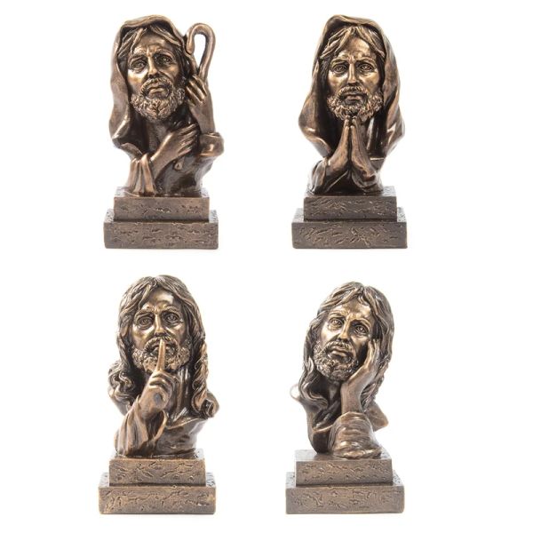 Skulpturen für kreatives Harz Crafts Jesus Christus für Kopf Büste Statue Antike Bronze Finish Meditation Beten Skulptur Sammlerstück Home