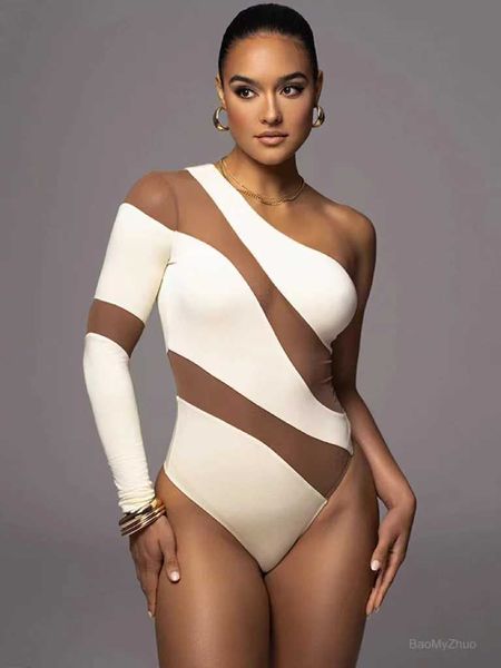 Swimwear femminile 2024 Spring Summer Women Bodysuits Sexy Body Body Body Mujer a una spalla Tops Lady Strt Body Slim moda Rompers T240505