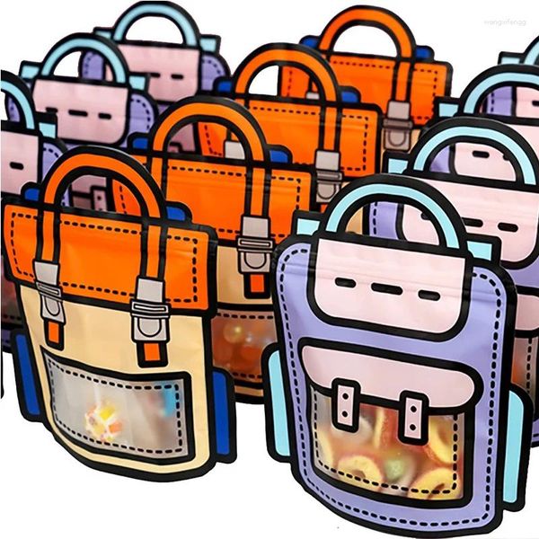 Geschenkverpackung 10pcs kreative Geschenke Verpackungstaschen Cartoon Schultasche Form Süßigkeit Snack Selbstverschließung für Kinder Geburtstagsfeier Dekore