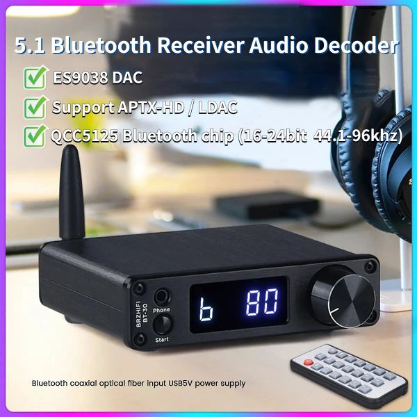 Усилители ES9038Q2M DAC QCC5125 Bluetooth DAC Poard AptXHD LDAC DAC HIFI Audio Sound Decoder 5.0 Bluetooth -приемник для усилителей