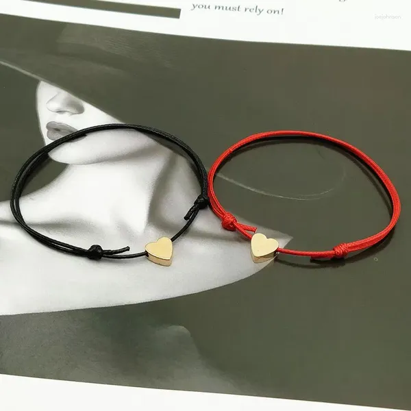 Bracelets de charme 2 PCs/lotes Tiny Love Heart Lucky Bracelet Red Black White Color Role Ajustável Casal Ajustável por atacado