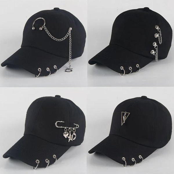 Fashion Hip Hop Cotton Baseball Cappellino Creative Piercing Caps Punk Cappello unisex Solido per adulti Solido UNISEX SOLIDI