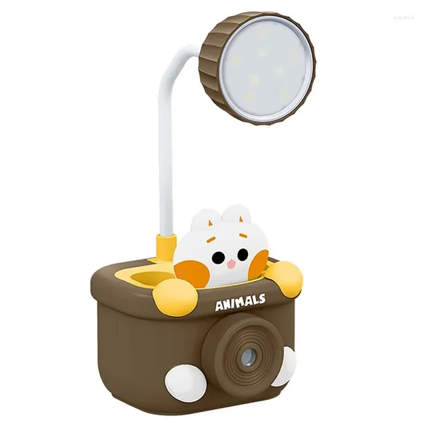 Lampade da tavolo Lampada da scrivania carina per bambini a cura di occhi LED con taglio a matita/porta della penna