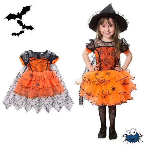 Vestuário boiiwant de outono garotas garotas fantasia de bruxa criança menina halloween spider manto vestido de fantasia Party tutu princesa vestido 15t h05593241