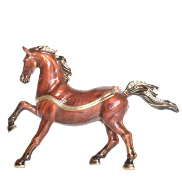 Скульптуры арабская лошадь эмалированная оловянные драгоценно -драгоценные камни коробча