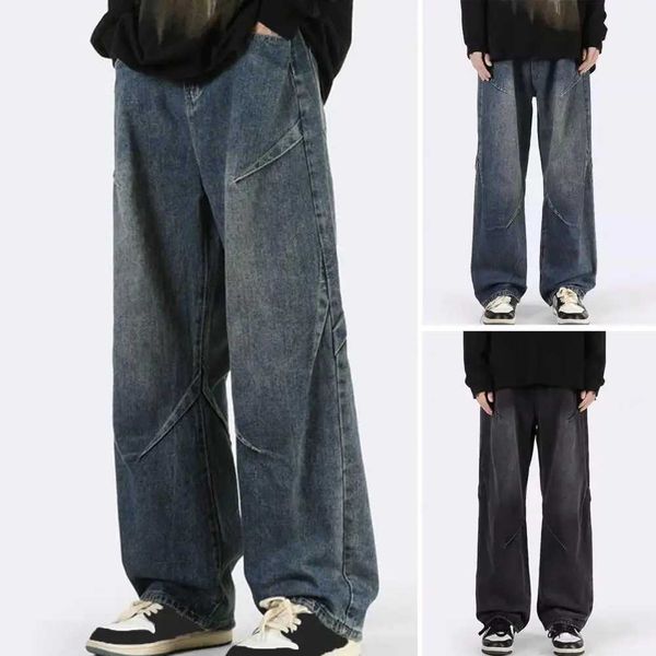 Jeans maschile maschile jeans jeans maschi saltare pantaloni in denim femminile jeans a gamba a gamba con tasca con cerniera con cerniera con zitta