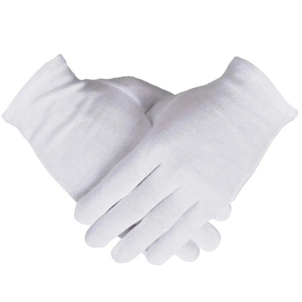 Luvas 12 pares de luvas de algodão branco para mãos secas hidratando luvas de trabalho de inspeção de eczema luvas de pano lavável