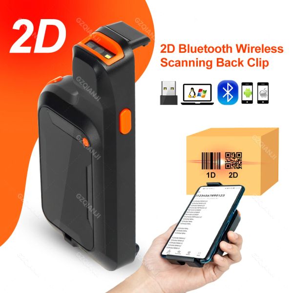 Scanner wireless scanner wireless mini mini bluetooth clip posteriore 2d telefono a barre lettore QR Codice barra lettore PDF417 Scanner per scansione mobile