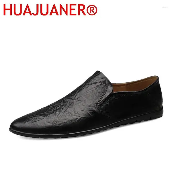 Erkekler için Sıradan Ayakkabı Loafers 2024 Sonbahar Yaz Erkekler Vintage Deri Tasarım Slip-On Flats Marka Sürüş İş Ayakları