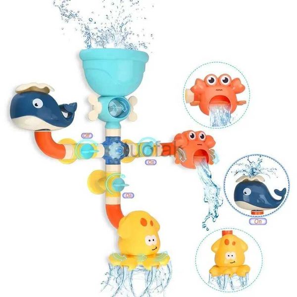 Giocattoli da bagno giocattoli da bagno per bambini gioco di gioco rubinetto doccia in gomma pilotana per acqua di diplomare spray per acqua per bambini animali da bagno giocattoli estivi d240507