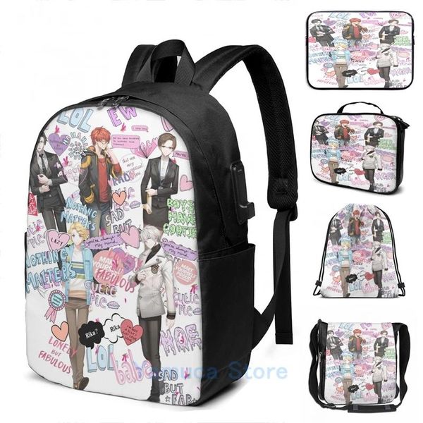 Zaino divertente group di stampa grafica s USB Charge Men School Borse Women Bag Travel Laptop