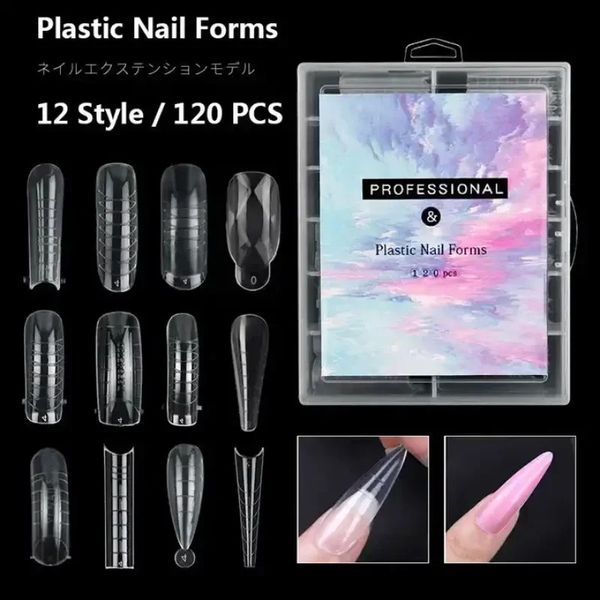 120pcs unhas formas de capa completa unhas falsas molde de construção rápida moldagem de unhas falsas Estenda os moldes superiores para o salão de gel manicure arte