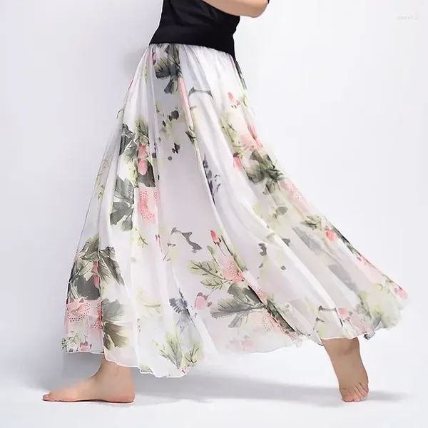 Saias de verão estilo chinês moda retro praia bohemian estampa floral