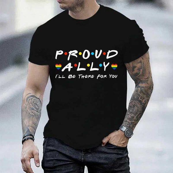 Herren-T-Shirts LGBT T-Shirt stolze Verbündete Ill Sei für dich Regenbogen Mens T-Shirts Pride Month T-Shirts Schwule Liebhaber Paare passen passende T-Shirt T240506