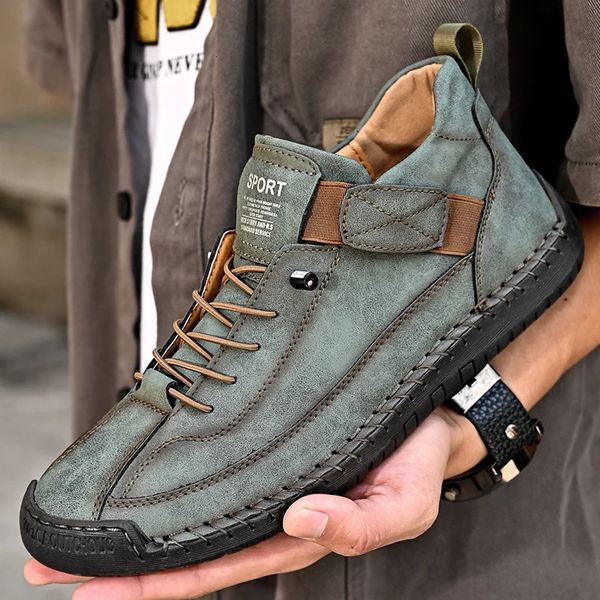 Sapatos de couro genuíno sapatos casuais tênis respiráveis moda moda britânica mocassins homens tênis de barco de luxo de luxo zapatos hombre 240428