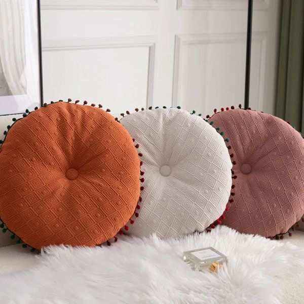 Подушка Inyahome Pompom Decor круглый стул подушки подушки для сидений для сидения для сидения медитации йога гостиная диван балкон