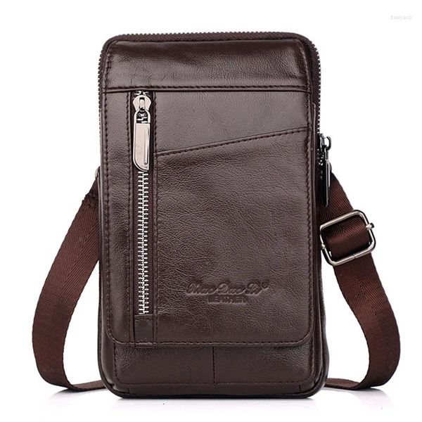 Çanta gerçek deri mini messenger lüks çanta erkekler çanta tasarımcısı crossbody küçük shoudler 7 inç cep telefonu