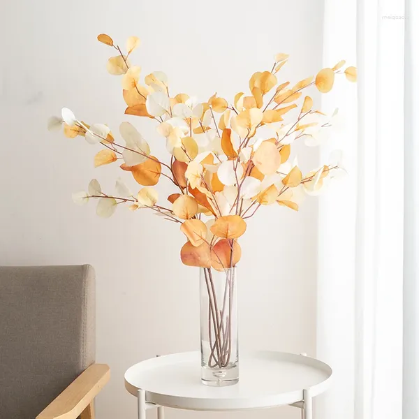 Dekorative Blumen Herbst Künstliche Pflanzen Eukalyptus Langes Zweig Hochzeit für Vase El Farbe Apfelblatt grüne Weihnachtszimmer Dekoration