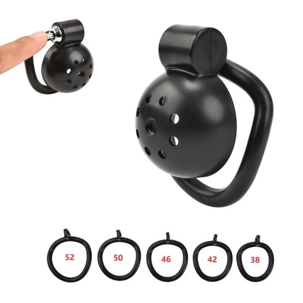 Dispositivo de castidade masculina clique/bloqueio gaiola de gaiola preta rosa com 5 tamanho de pênis anel uretral catete brinquedos de sexo para homens jogos adultos