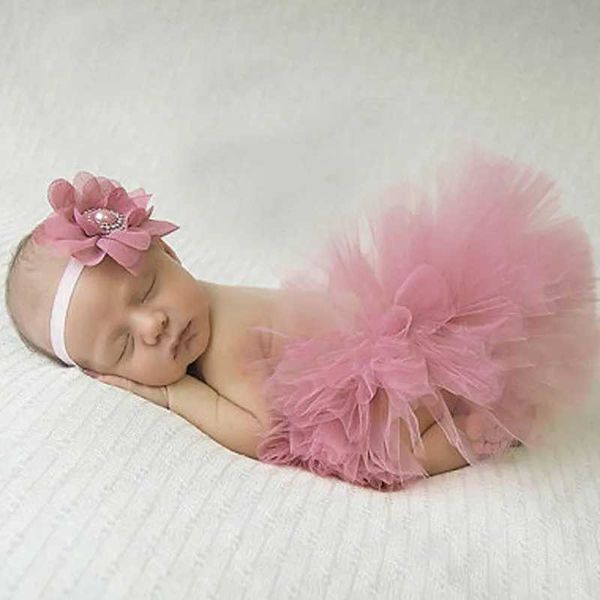 abito tutu antico rosa graziosa baby tutu e fiore a fascia da sola fotografia di proposta per neonati ragazza tutus compleanno tutu ts046 d240507