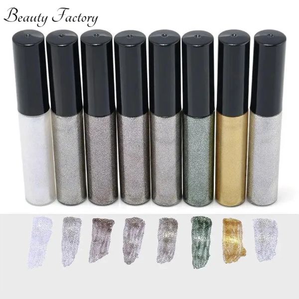 Eyeliner Hengfang Brand Professioneller Flüssig Eyeliner Glitzer Augen Make -up -Party -Augen Liner Schimmer wasserdichte Kosmetik Schönheit 8 Farben