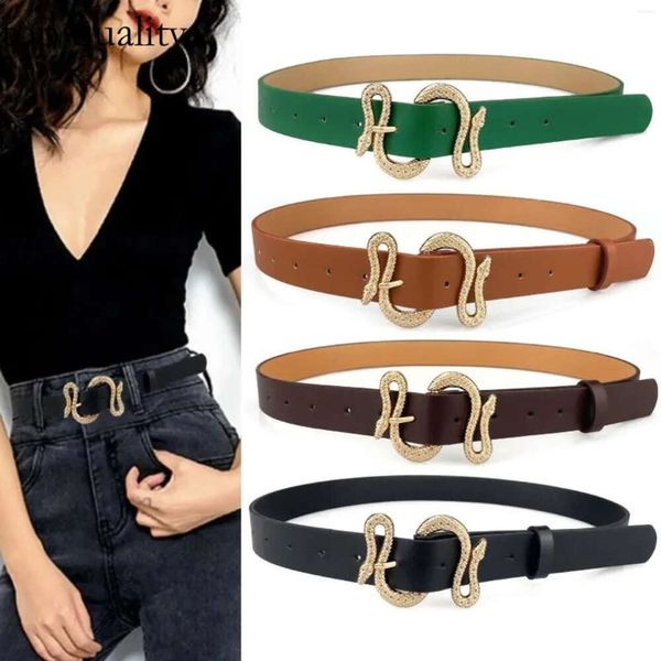 Ремни PU Belt For Women Designer Metal Snake Bugle Bucle Bess Bess Женская джинсовая платья брюки декоративная таблица мода 147