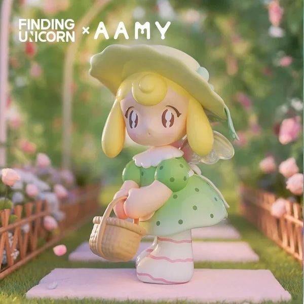 Finden von Einhorn -Aamy -Picknick mit Butterfly -Serie Kawaii Model Designer Doll Blind Box Mystery Toy Cute Action Anime Figur 240426