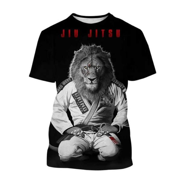 T-shirt maschile 3d Animal Graphic Summer Thirt per uomini Brasile Jujitsu Atusuast Wrestle Abbigliamento di oversize di grandi dimensioni T-torto o-torto Top T240505