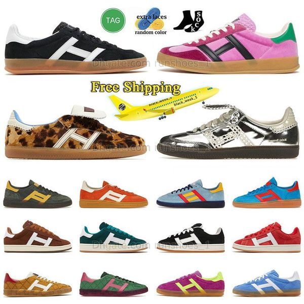 2024 Wales Bonner Casual Shoes Bold 00 Handball Brown 00s Leord Platform Trainer Woman S Suede Dhgate Beige Run Red Leopard Stampa Sneaker di mucca a fessura rosa Sneaker gratuita