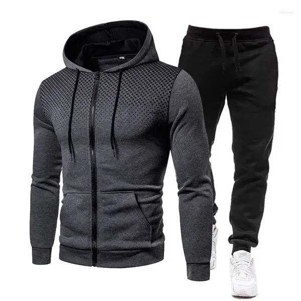 Traccetti da uomo 2024 Spring Fashion Wave Point Streetwear Zipper Hoodies Sweatpant 2PCs Set tracce Casualmente da jogging casual da jogging all'aperto