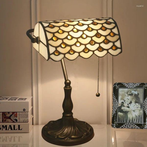 Tischlampen Nachtlampe Tiffany für Wohnzimmer Buntglas Beleuchtung Vintage handgefertigtes Schattenstudium Schlafzimmer Antic