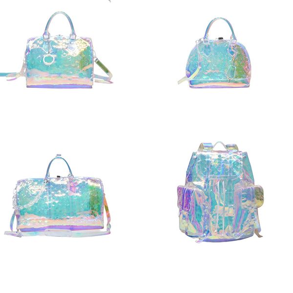 Bolsa de grife feminino bolsa de bolsa colorida transparente saco de praia de pvc grande capacidade bolsa clássica bolsa de ombro estampado moda feminina geleia bolsas de alta qualidade