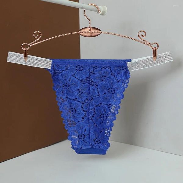 Frauenhöfen Kristall Spitze Blume Mode Baumwollschritt Low Taille Mesh Slips weibliche Unterwäsche transparente Strass -Tanga -Geschenke