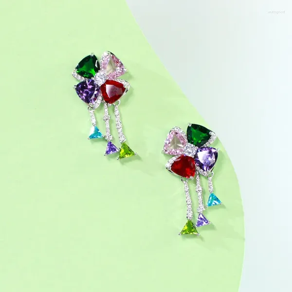 Orecchini pennellati di alta qualità 925 Sterling Silver Flower Mulia color zircone Gioielli di moda per le donne Gift Banquet di compleanno