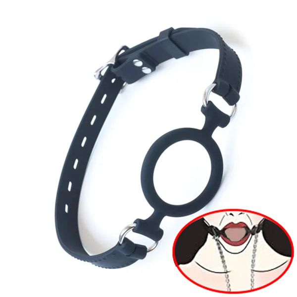 Produkte BDSM Open Mund Knebel O Ring, 100% medizinisches Silikon Vollkopfgurt, SM Sexspielzeug für Paare, Knechtschaftsausrüstung