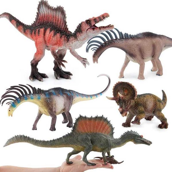 Outros brinquedos Jurássico Pesca de Dinosaur Spinossaurus bajadasaurus triceratops modelo de modelo de modelo personagem mundial de dinossauros PVC Toy Toy Childrens Giftl240502