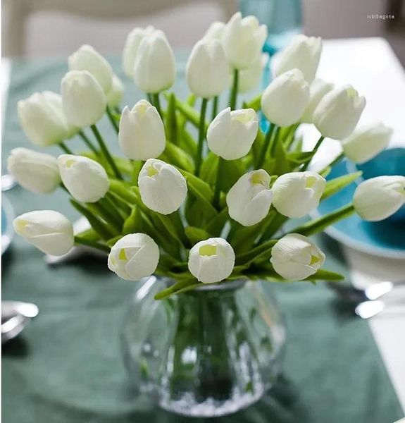 Flores decorativas Mini tulipas de ponta de luta de flor artificial seda casamento de seda decoração