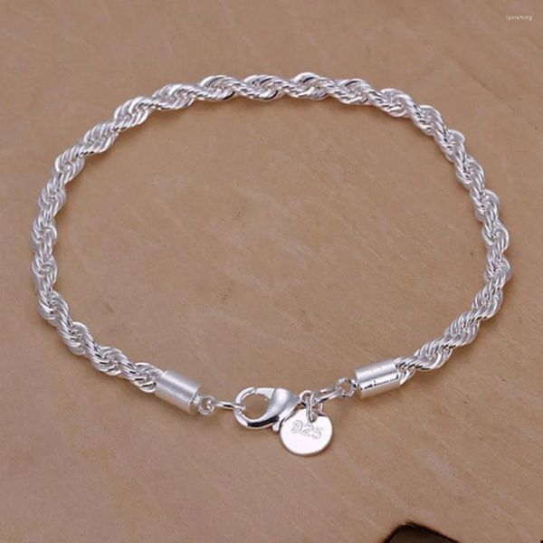 Bracelets de link Jóias de pulseira torcida de prata para mulheres e homens Chain Flash Flash H207