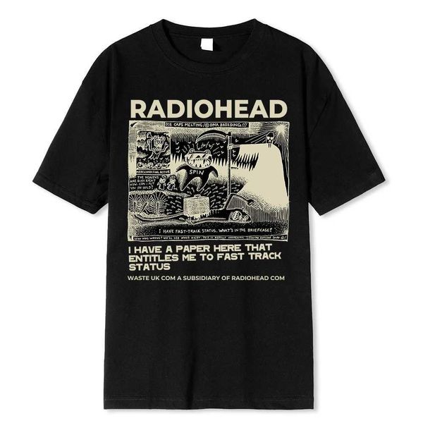 Erkek Tişörtleri Radiohead Erkekler Vintage Classic T-Shirt Kuzey Amerika Tur Rock Boys Camisetta Hombre Hip Hop Street 100% Pamuk Top 63881L2405L2405