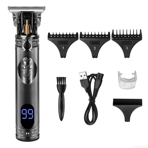 Barbeadores elétricos kemeei apartador de cabelo elétrico recarregável cabelo sem fio Clippers t-timer T-trimer cor de cabelo profissional de barba escultura de cabelo t240507