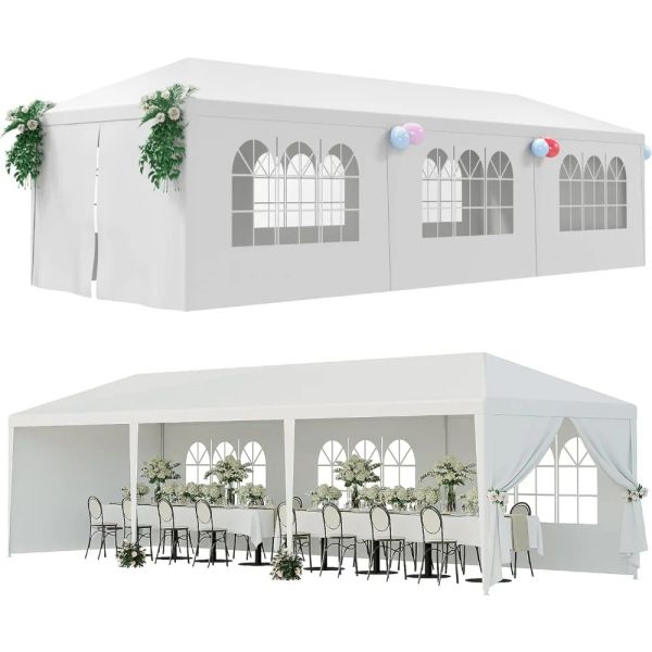 GAZEBOS 10'X30 'CANOPY PATIO DE CAMPO DE CAMPO DE CAMPO DE CAMPO DE CAMPO DE PAVILION PAVILION CATER EVENTOS DE CEDRO DE CABENS BBQ TENDEIRA COM/TELA DE REMOVABILIDADE